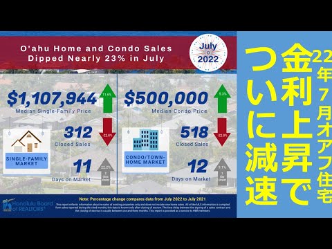 2022年7月オアフ住宅市場レポート：金利上昇でついに減速